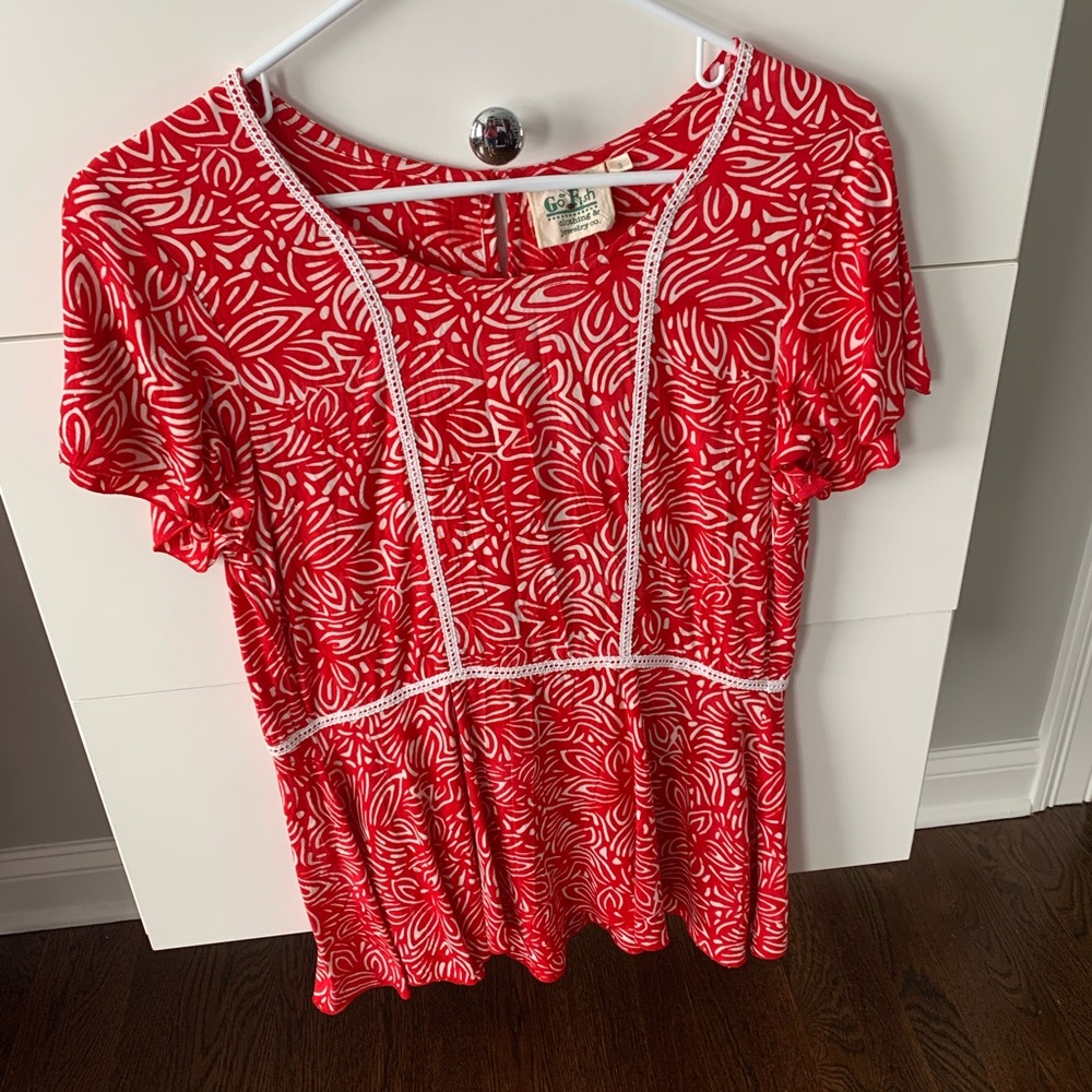 Summery Flutter Sleeve Popover Top with Crochet Detail ❤️